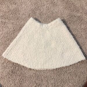 Divided Fluffy White Knit Mini Skirt